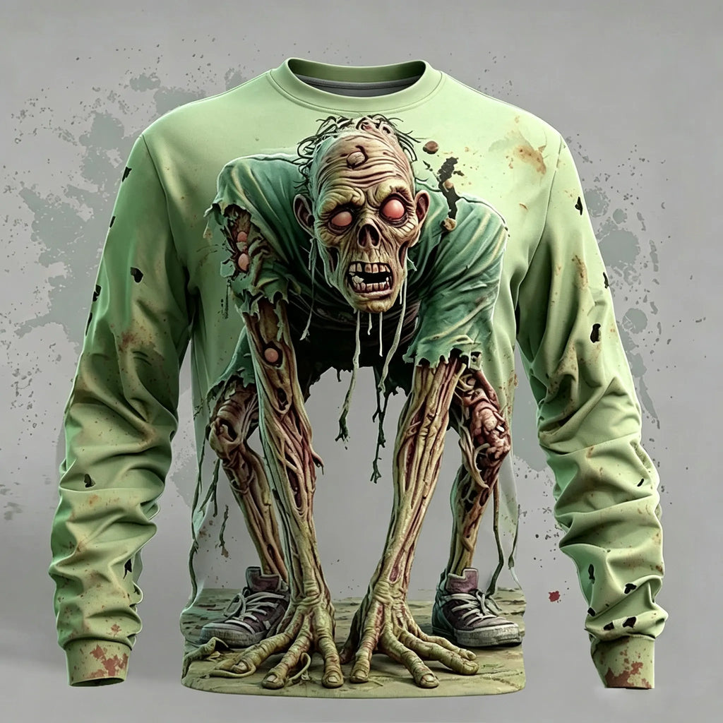 Men's Halloween Optical Illusion Zombies 3d Print Sweatshirt