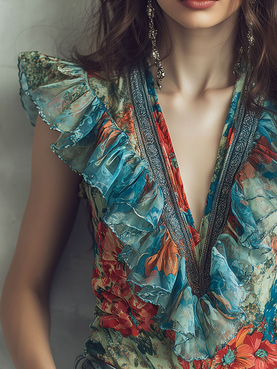 Vintage Blouse in chiffon, Premium Look