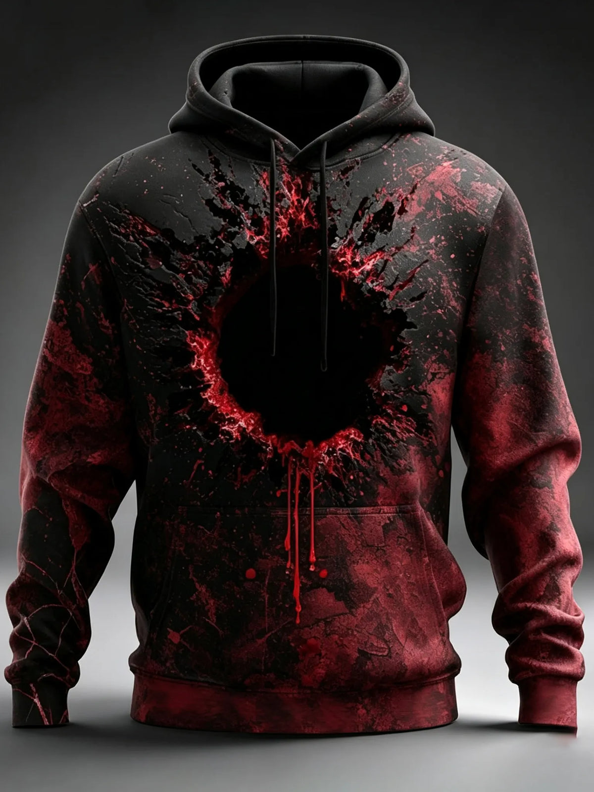 Men's Halloween 3d Hole Print Hoodie