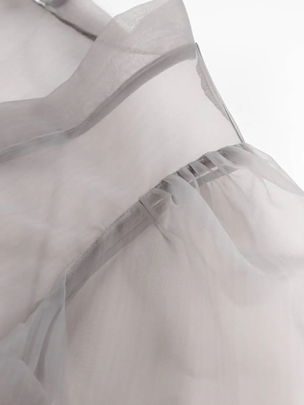 Sheer Sexy Top V Neck Long Puff Sleeves Bow Tie Chic Blouse