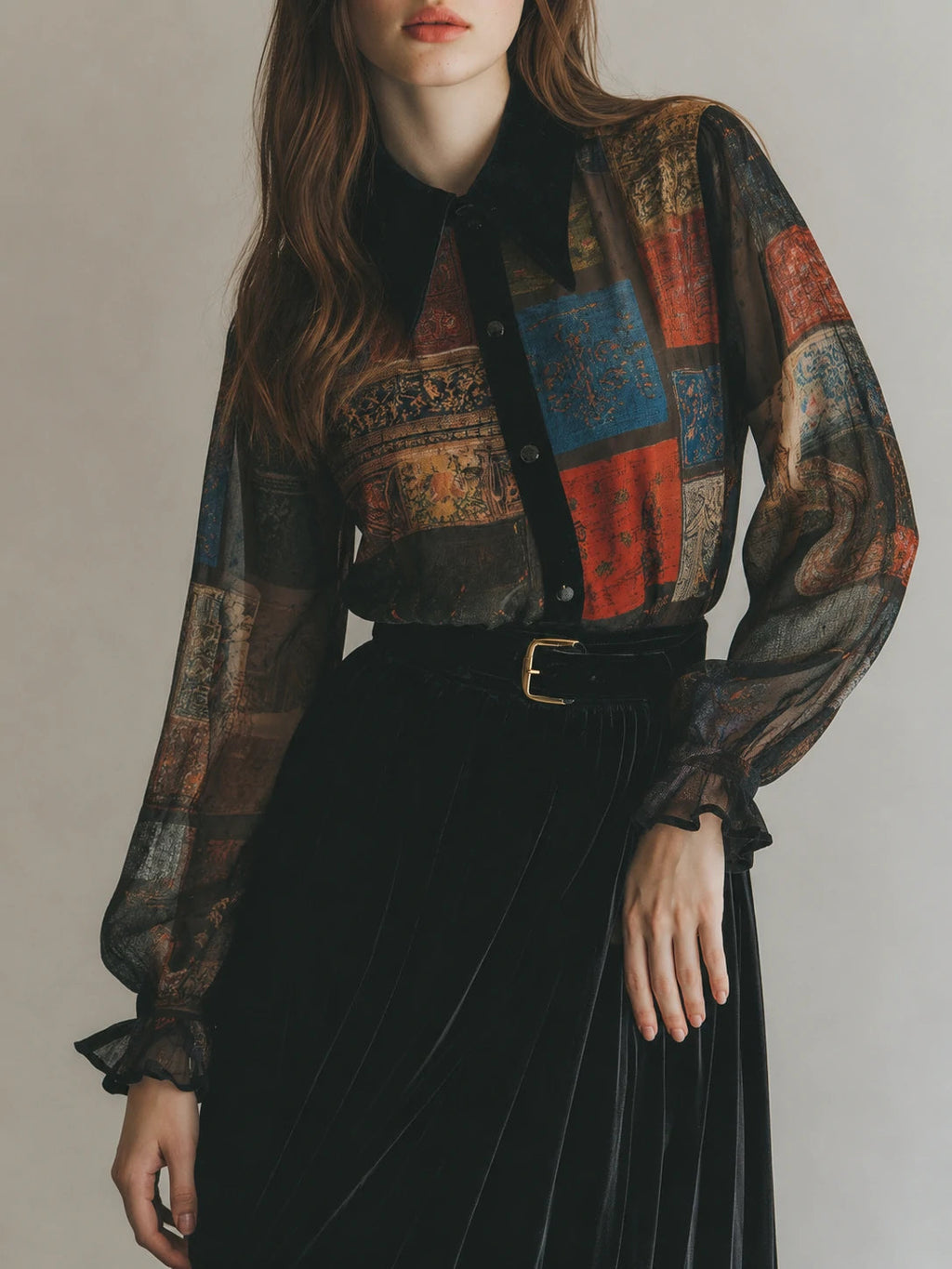 Retro Blouse in chiffon, Smart Price