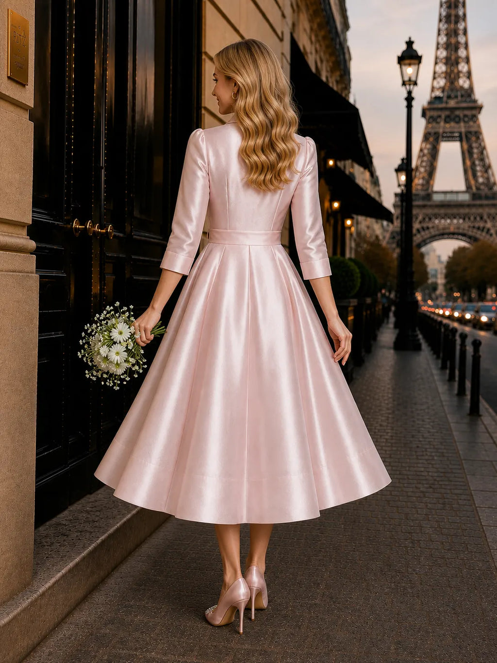 Vintage Bow Belt Shirt Collar Maxi Dress