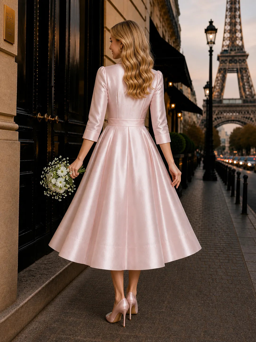 Vintage Bow Belt Shirt Collar Maxi Dress