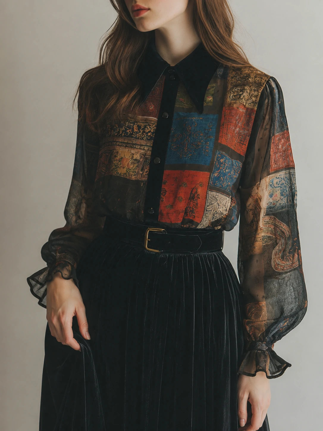 Retro Blouse in chiffon, Smart Price