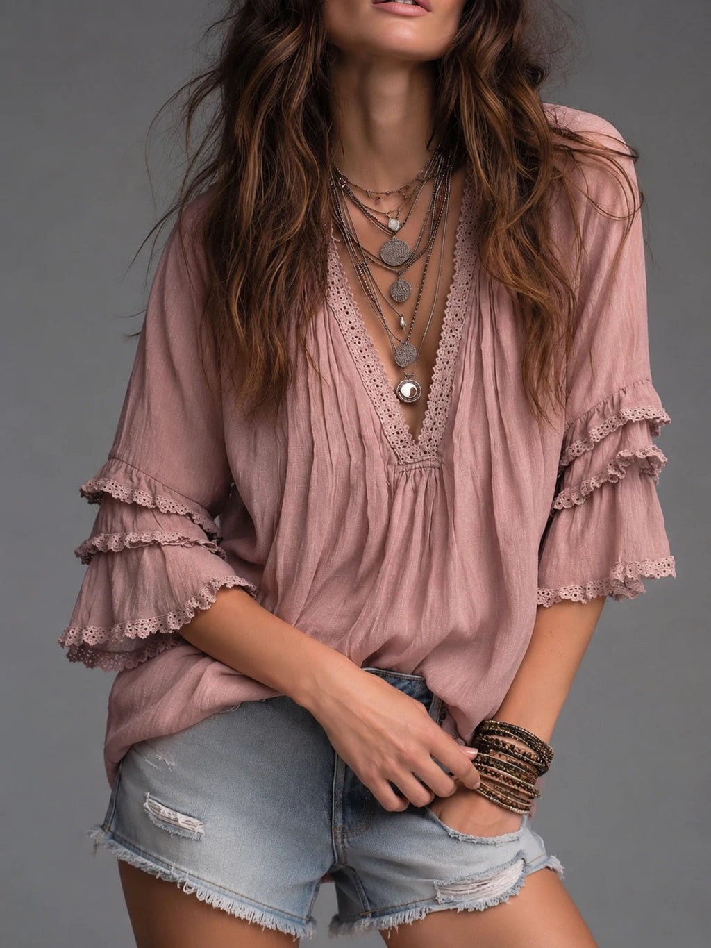 Retro Blouse in linen, Premium Look