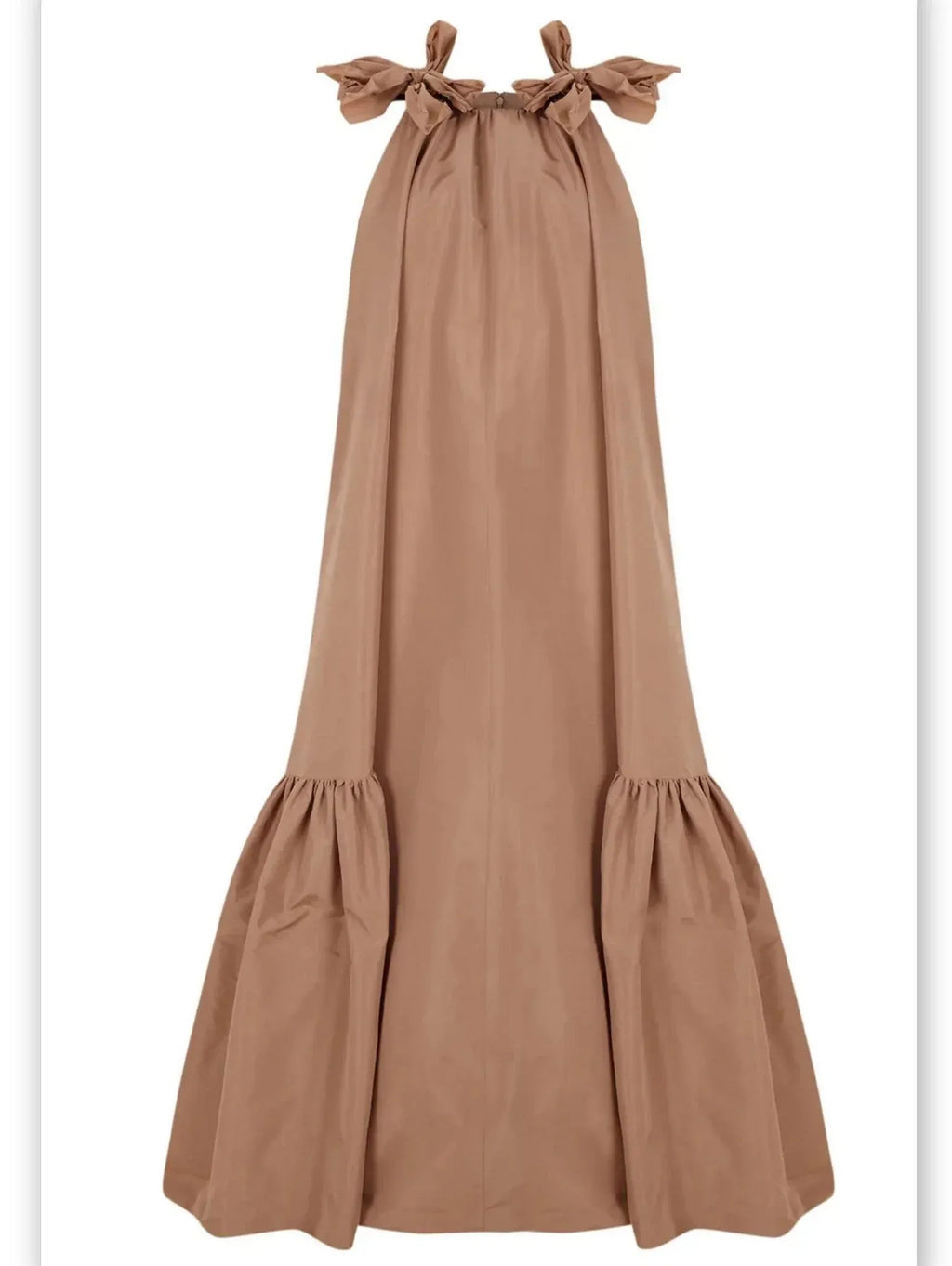 Long Taffeta Maxi Dress with Bows