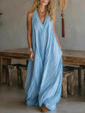 Women's Casual Sleeveless Loose Pocket Vest Long Dress