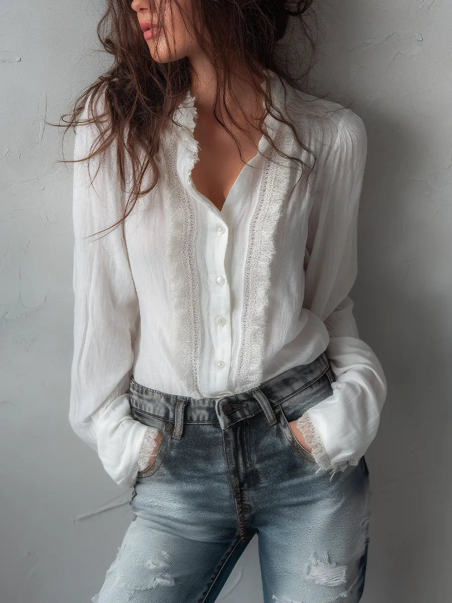 Vintage Blouse in cotton, Premium Look