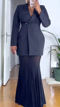 Wrap Blazer Mesh Mermaid Two‐Piece Outfit