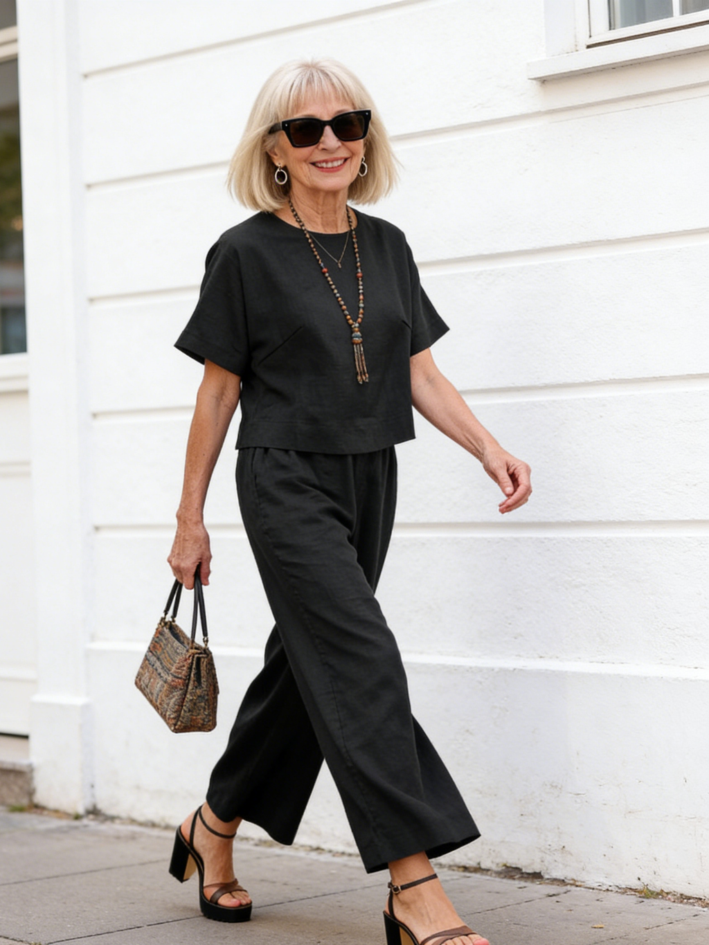 Linen Casual Loose Solid Color Suit Two Piece Set