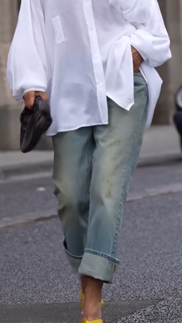 Women's Collar Loose Shirt and Pants Commuting