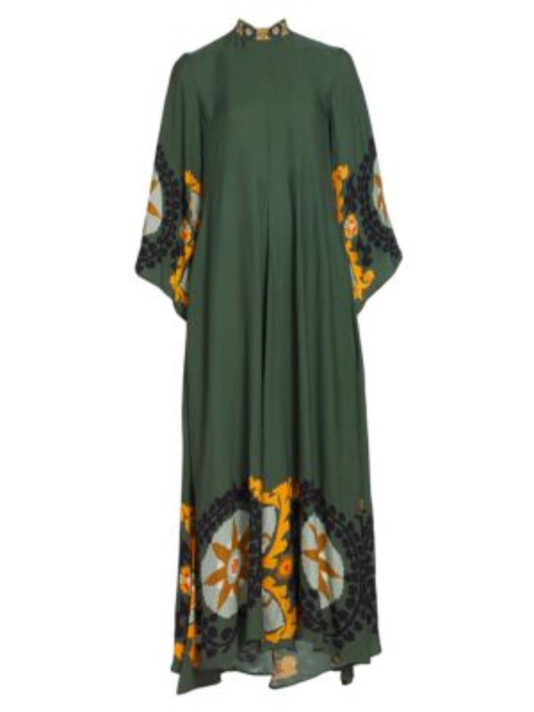 Dark Green Printed Maxi Dress