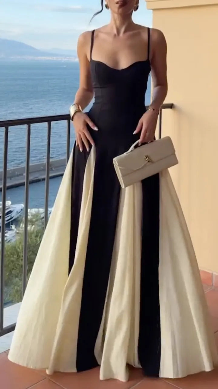 Two‐Tone Spaghetti Strap Gown