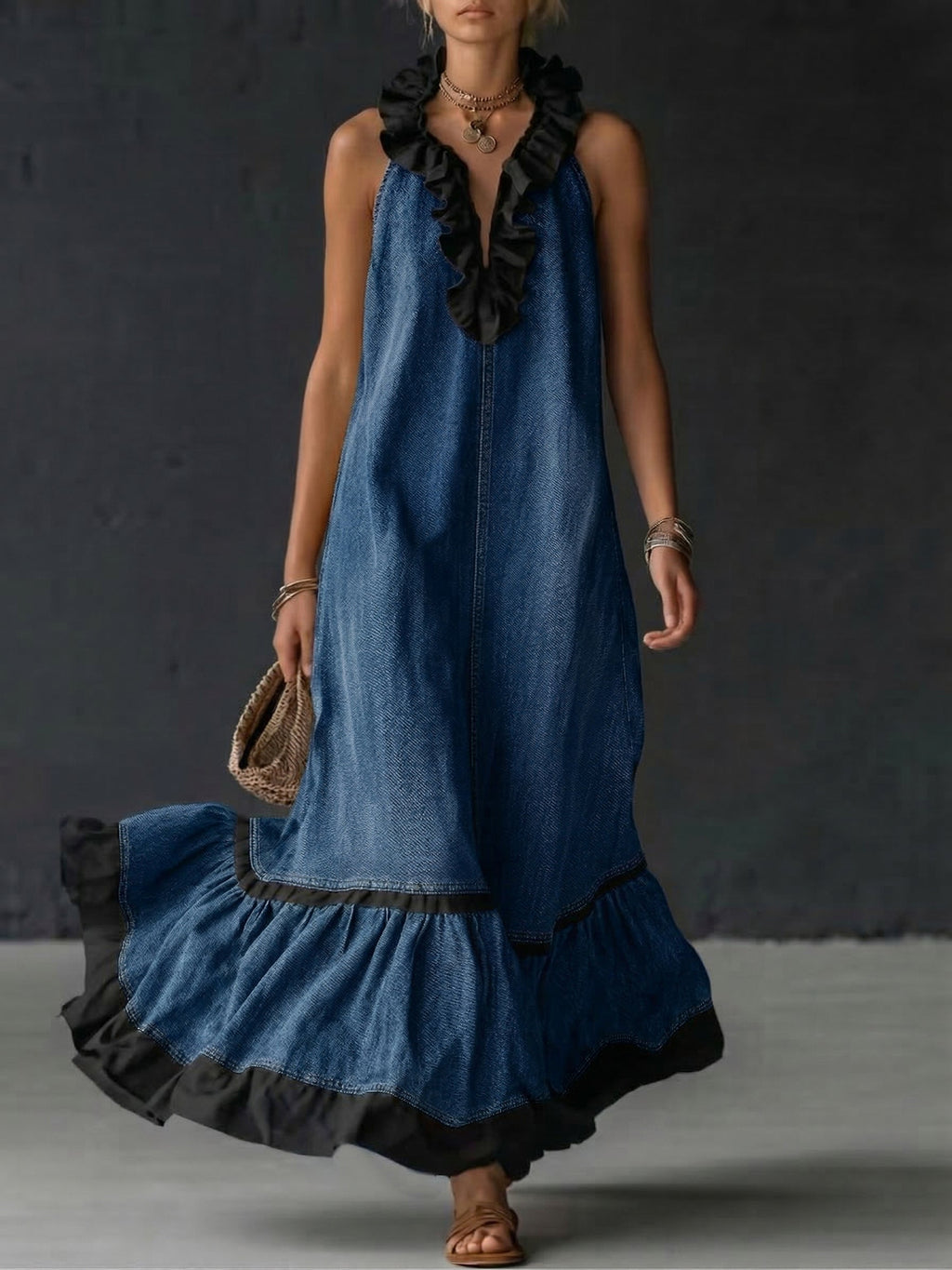 Elegant Dress in denim, Premium Look