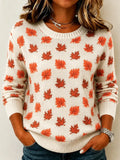Women's Vintage Maple Leaf Pattern Cozy Knit Sweater