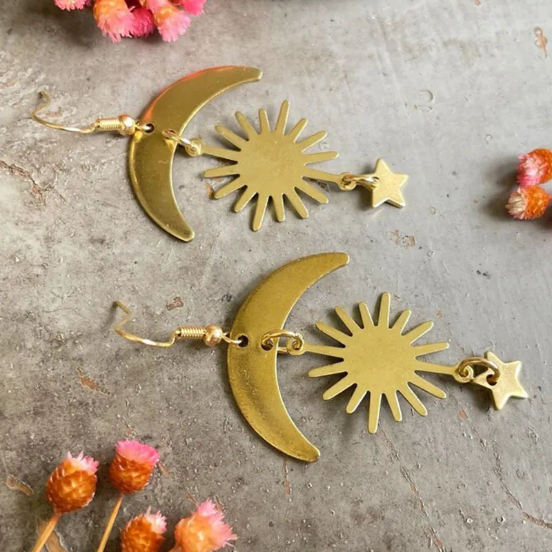 Sun Moon Star Earrings