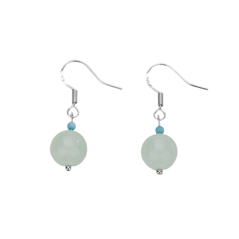 White Jade Ball Jade Earrings