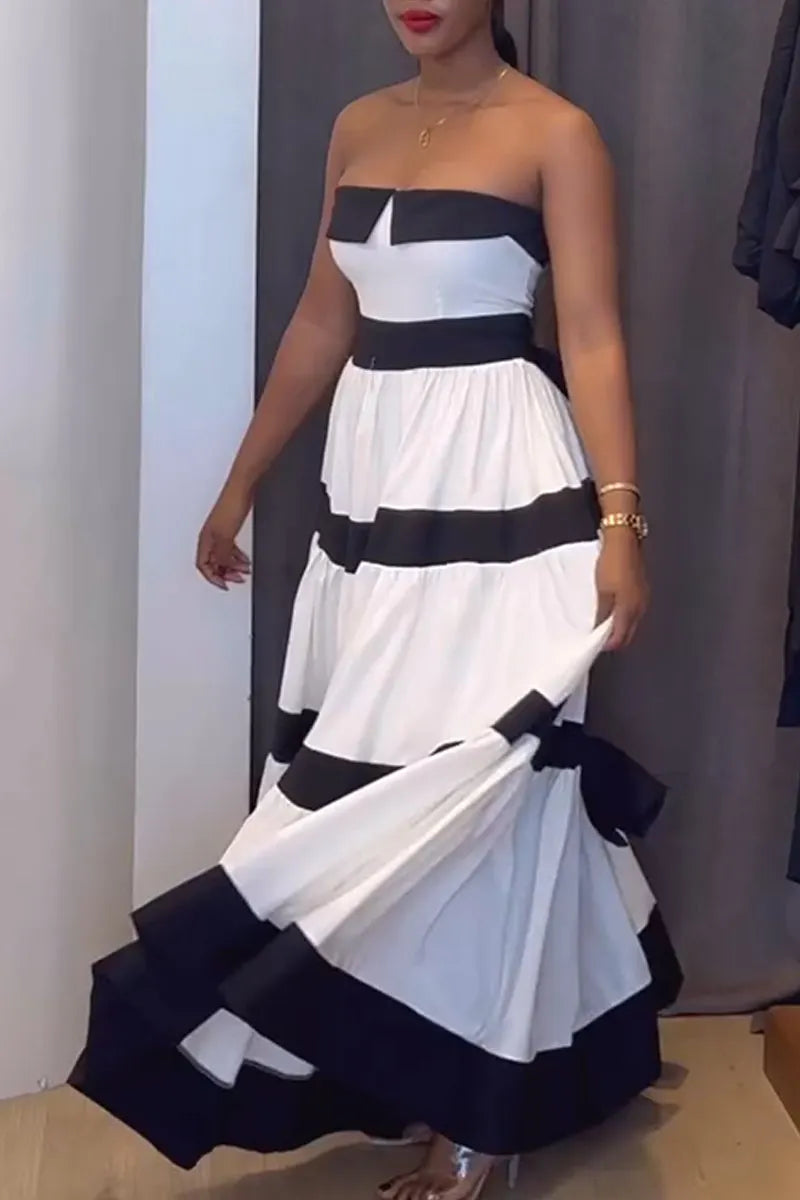 Women's Elegant Contrasting Off-shoulder Dress