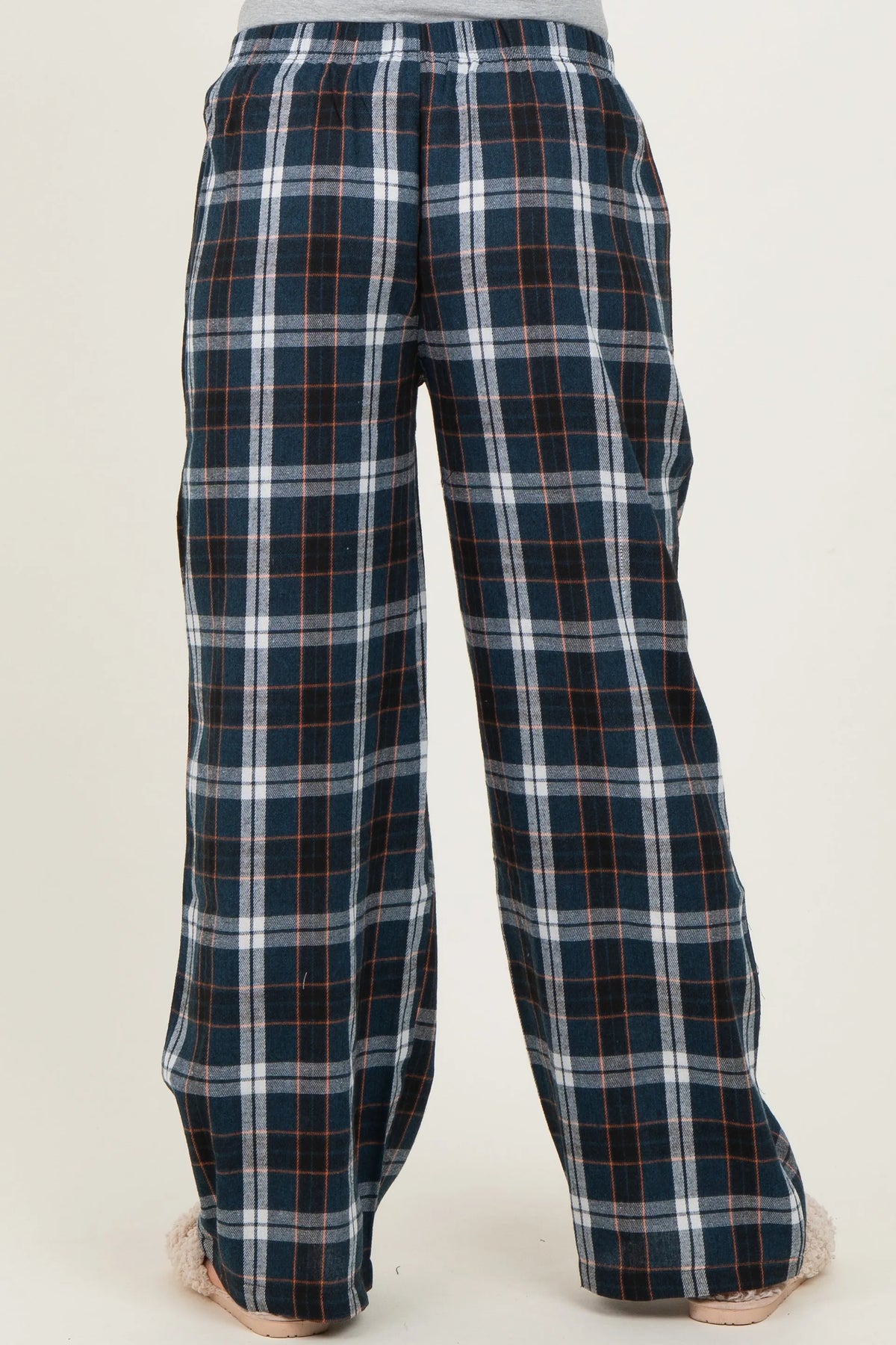 Navy Plaid Wide Leg Maternity Lounge Pants