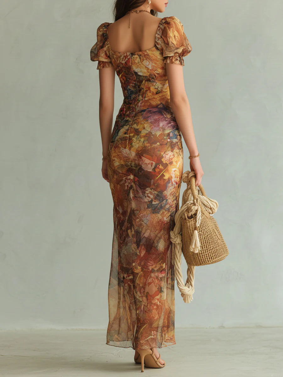 Bohemian Maxi Dress in chiffon, Affordable Luxury