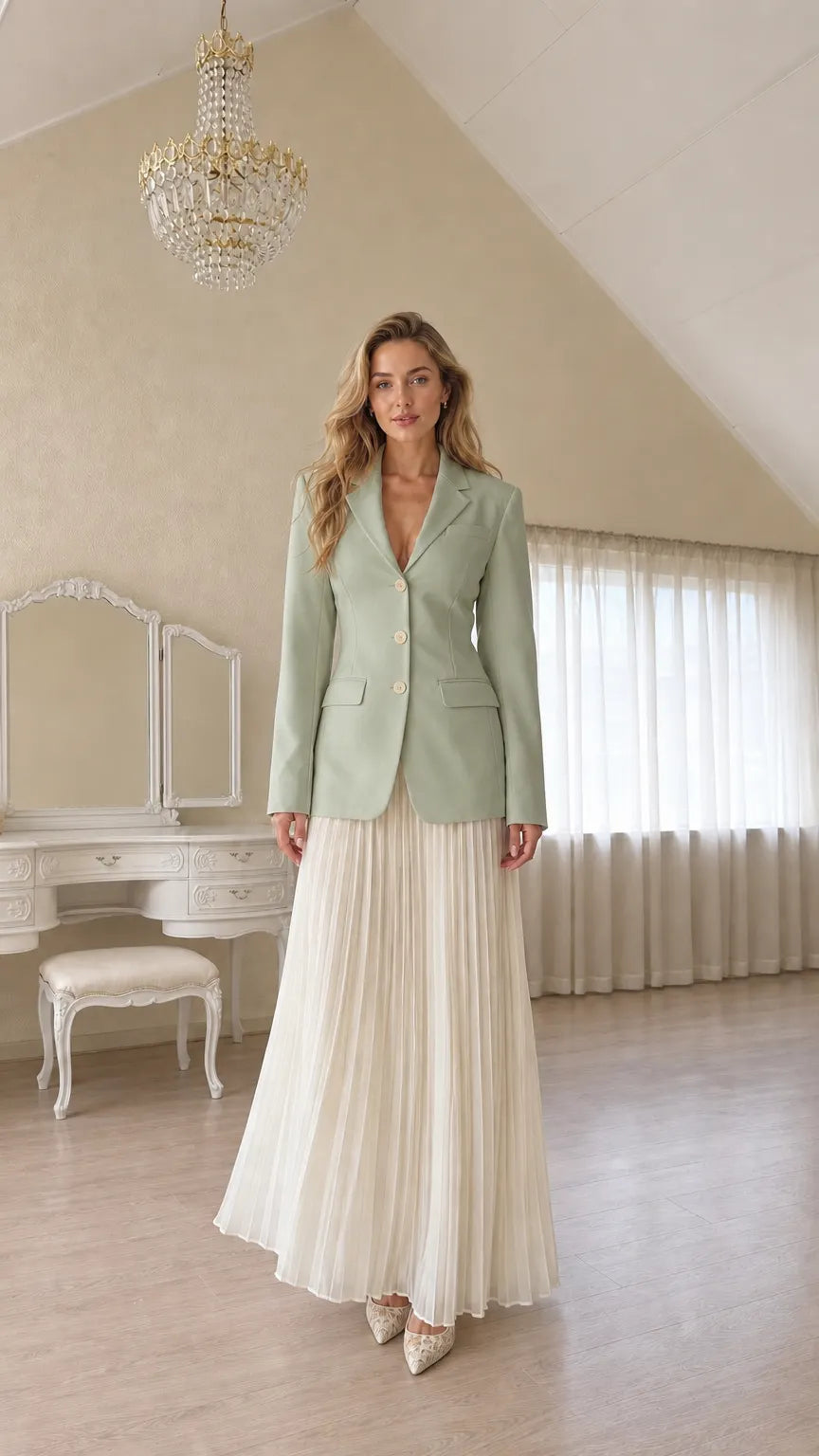 Women's Tailored Single-Breasted Blazer with Structured Lapel