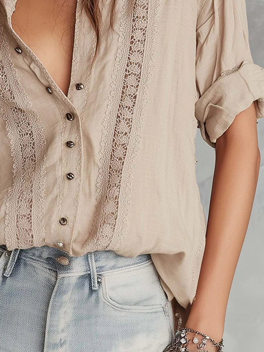 Retro Blouse in linen, Unbeatable Price