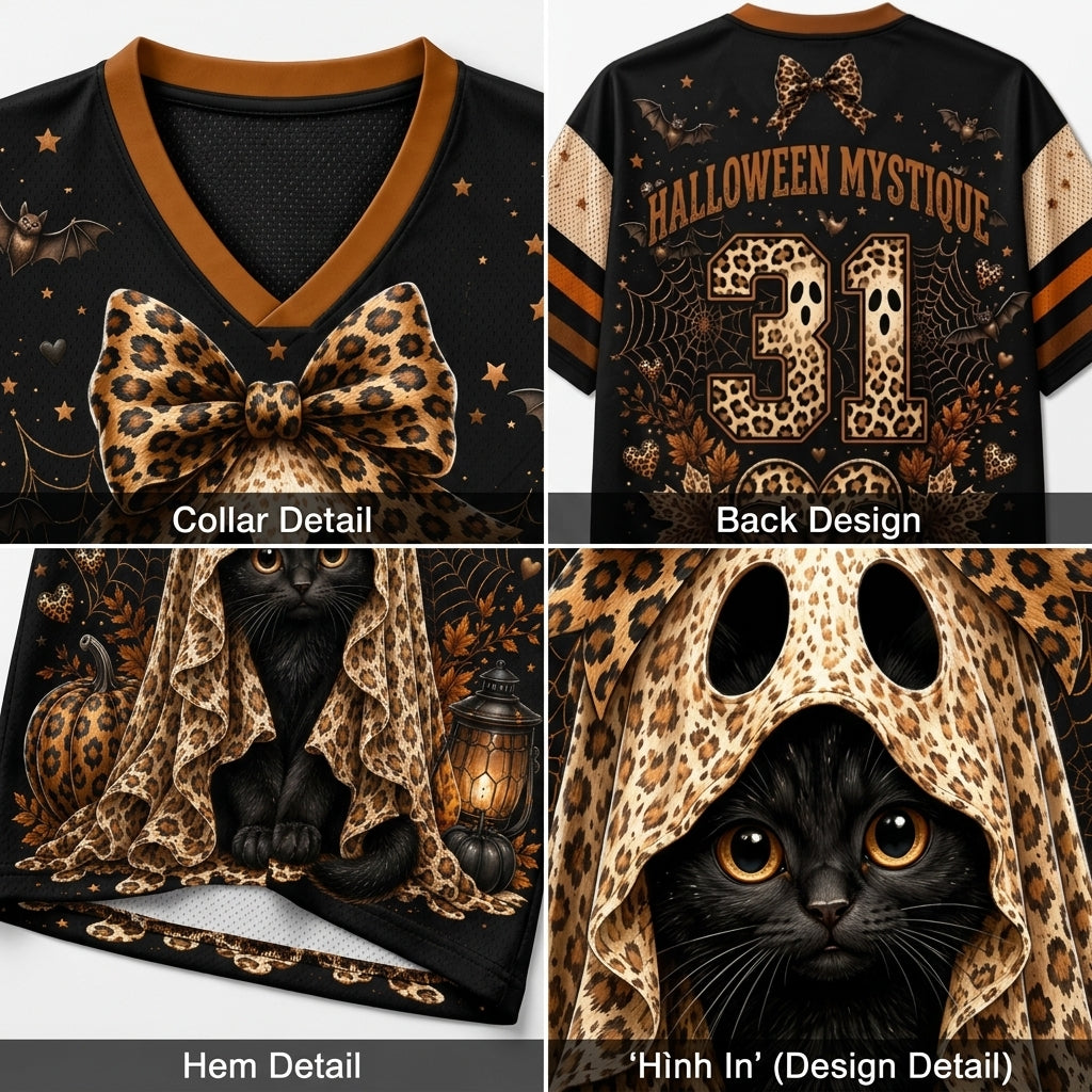 Chaotic Club Custom Leopard Ghost Cat Halloween Jersey