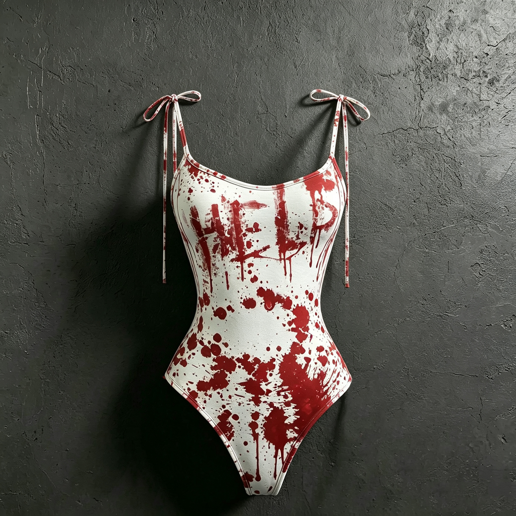 Women's Retro Halloween Bloodstain Hlep Print Hoodie Two-piece Set
