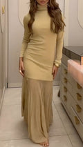 Turtleneck Mesh Maxi Dress