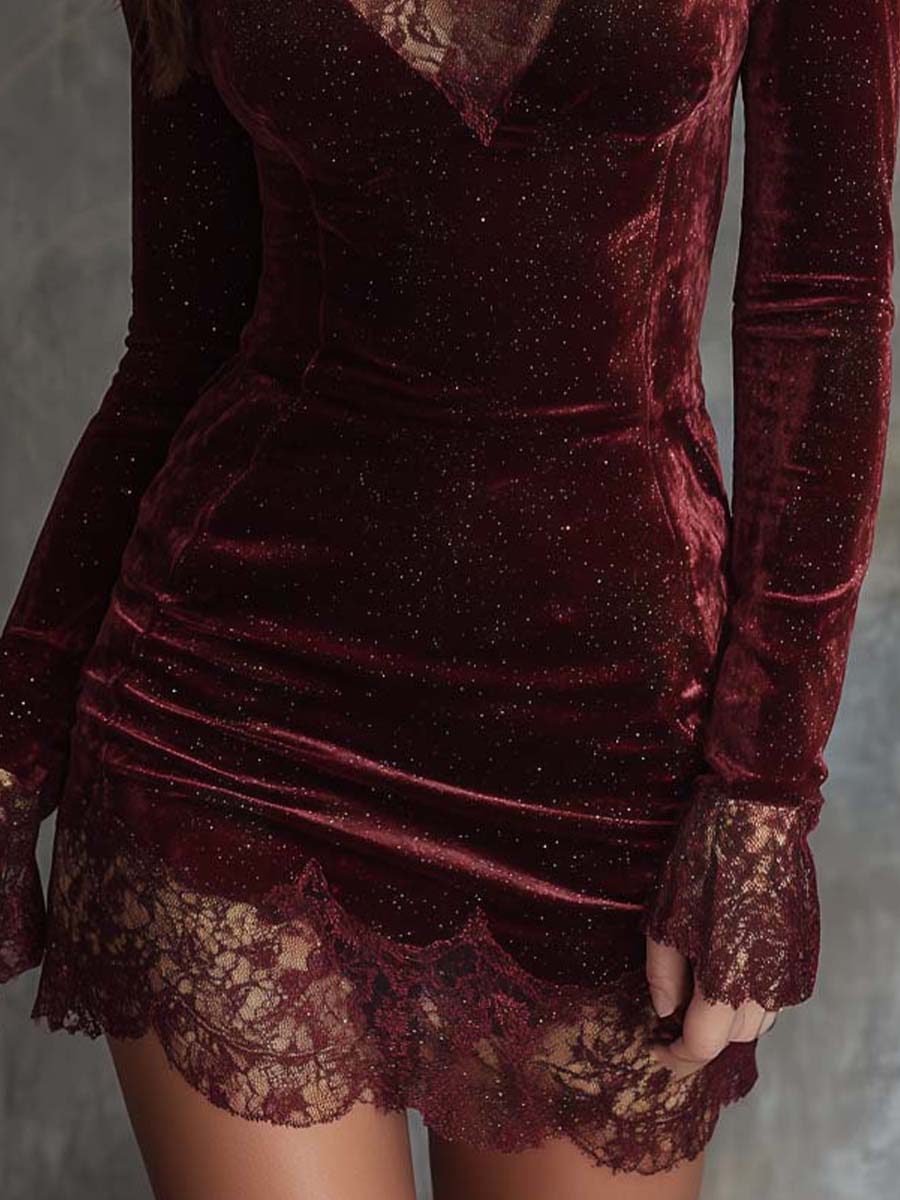 Chic Mini Dress in velvet, Unbeatable Price