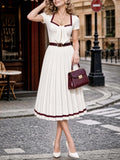 Vintage Square Neck Midi Dress