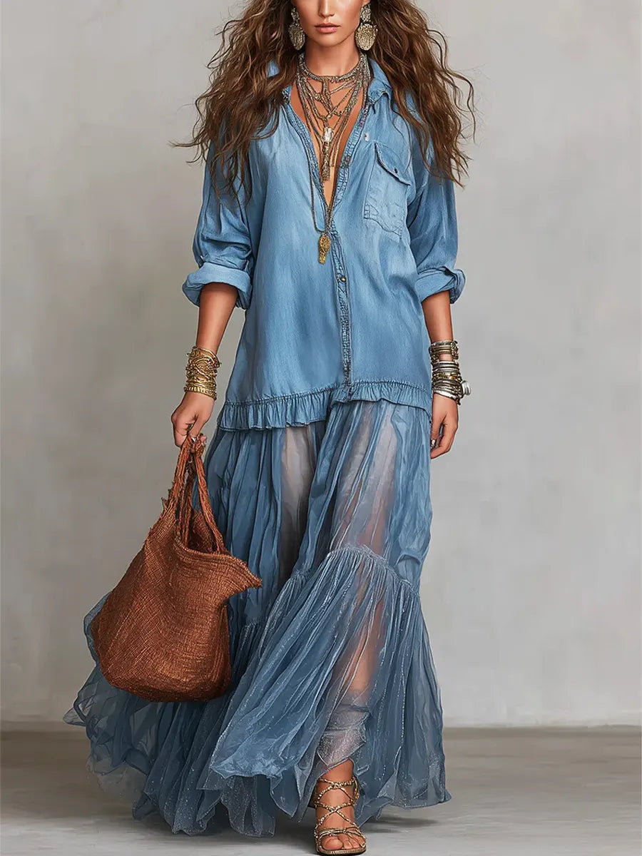 Maxi Dress with denim – Unbeatable Price