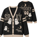 Chaotic Club Vintage Black Beige Plaid Spooky Season Cardigan