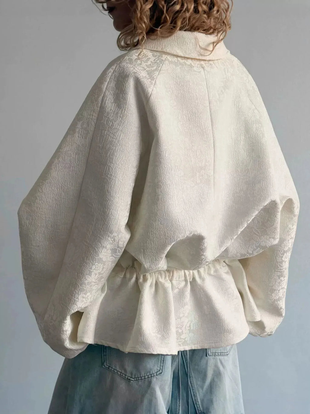 Women's Jacquard Zip-Up Peplum Jacket