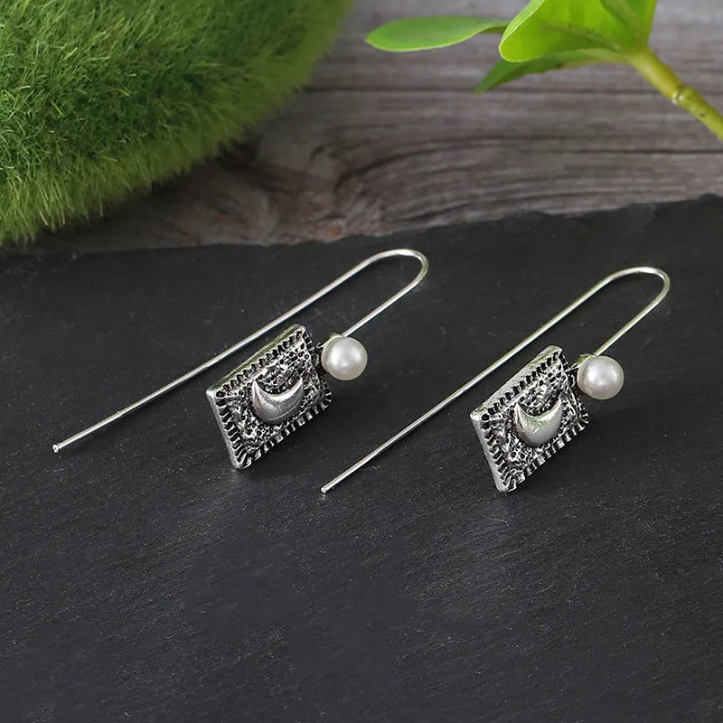 Vintage Old Moon Pearl Earrings