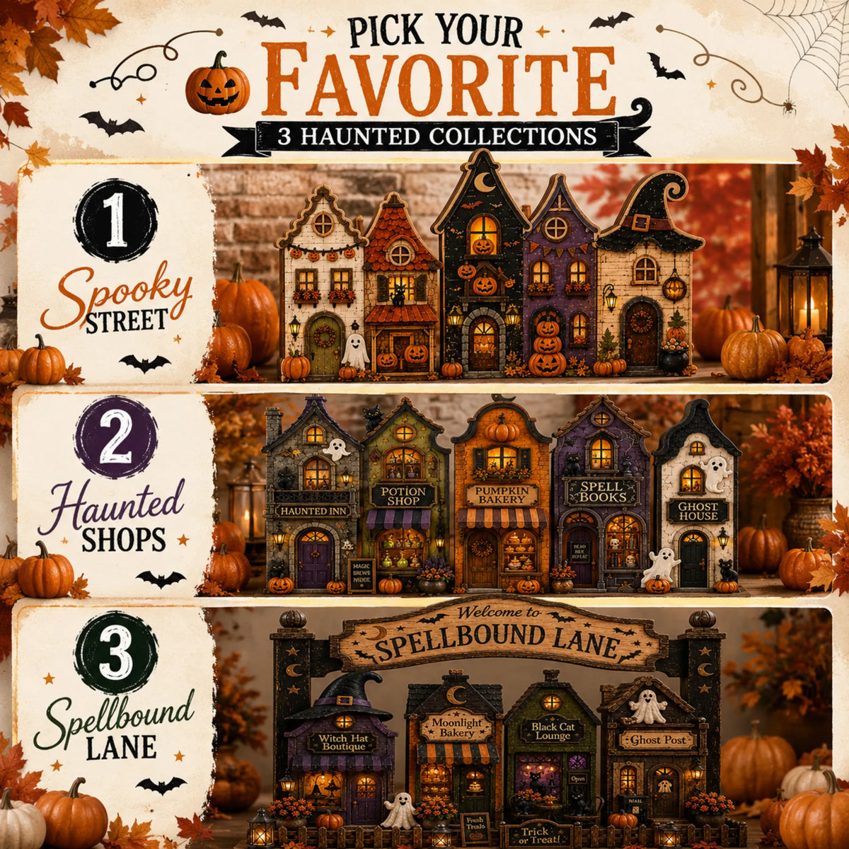 Chaotic Club Halloween Village Street Wooden Tabletop Decor