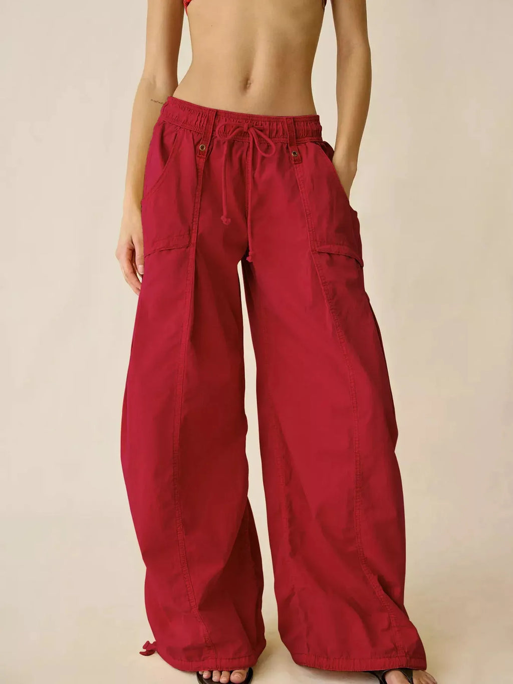 High-Waisted Cargo Wide-Leg Pants