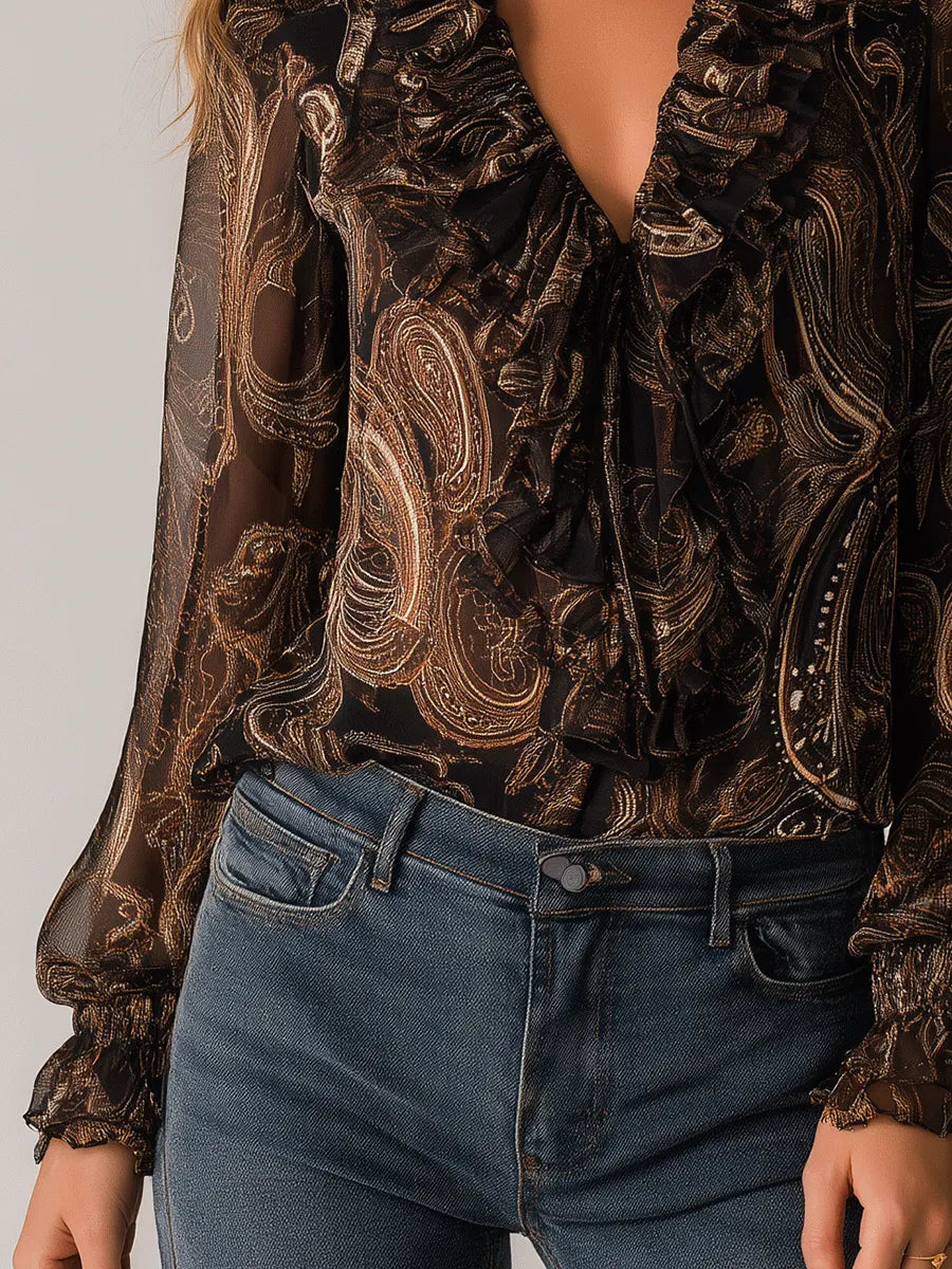 Vintage Blouse in chiffon, Designer Aesthetic