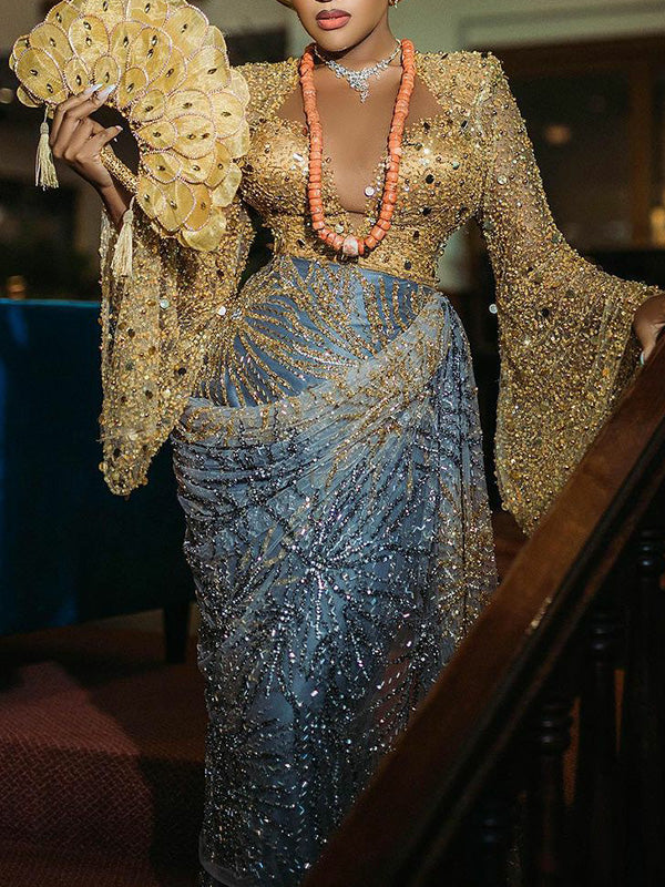 Asoebi Plus Size Elegant  Evening Dress-20