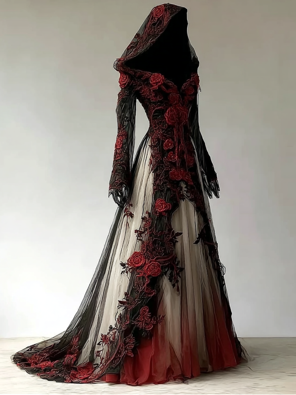 Women's Halloween Party Contrast Color Loose Wide Sleeve Cape Dress d5ab