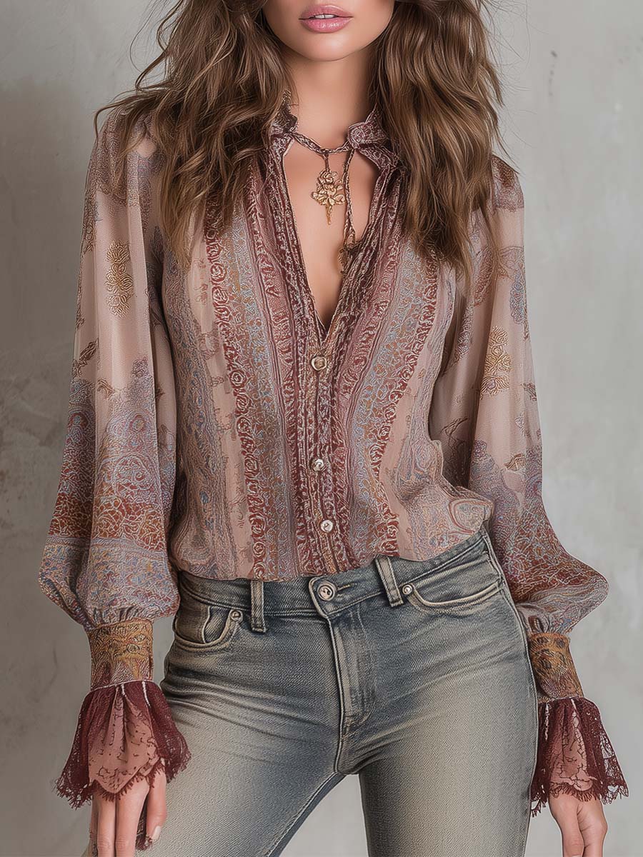 Boho Blouse in lace, Designer Aesthetic