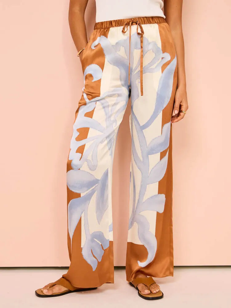 Exquisite Contrast Tie-Dye Floral Loose  Two-Pieces Set