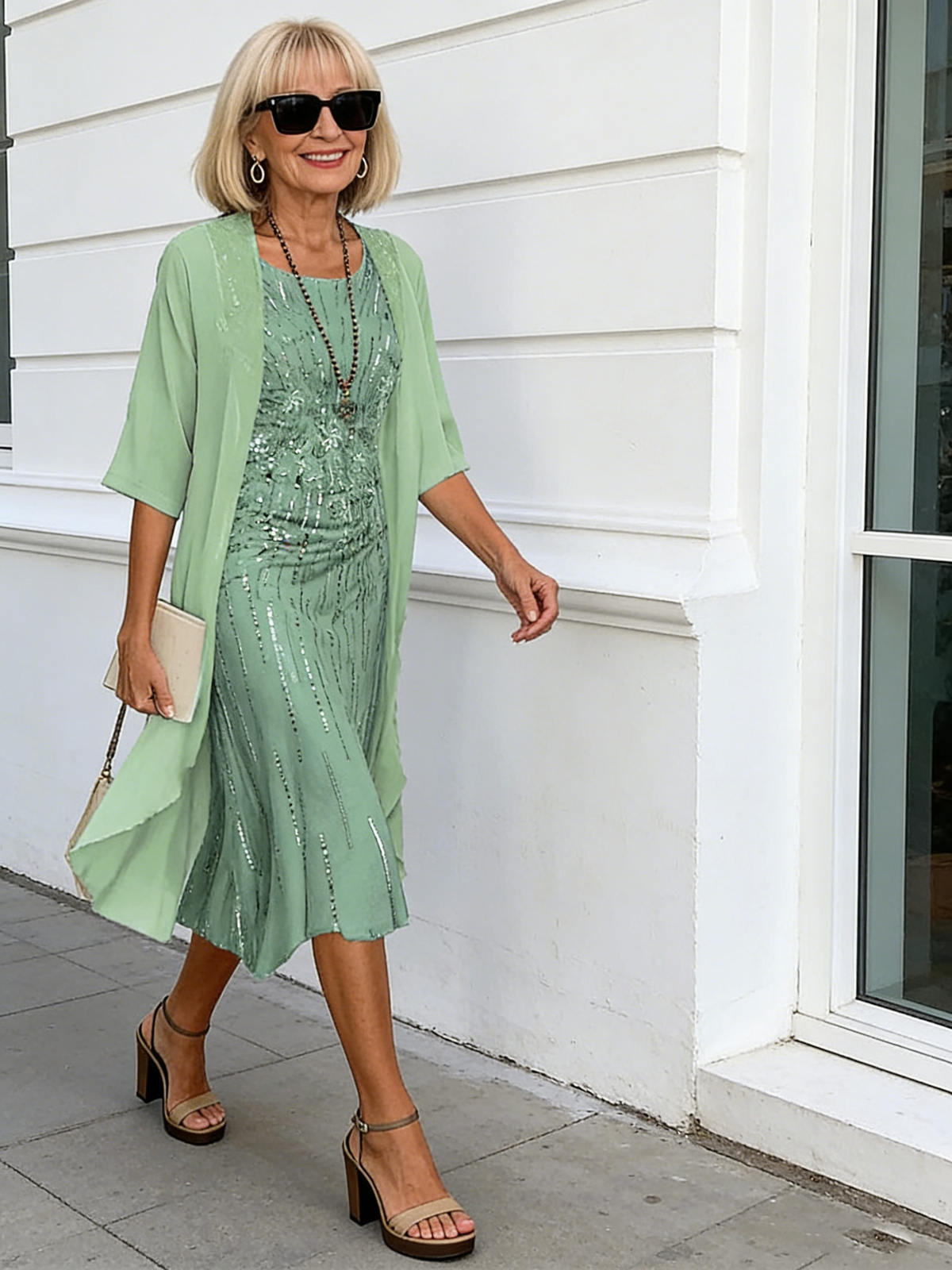 2Pcs Stylish and Elegant Chiffon Dress Two-piece Set