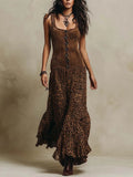 Boho Knit & Chiffon Leopard Maxi Dress