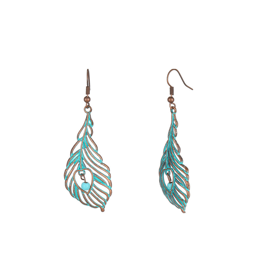 Retro  Feather Hollow Earrings