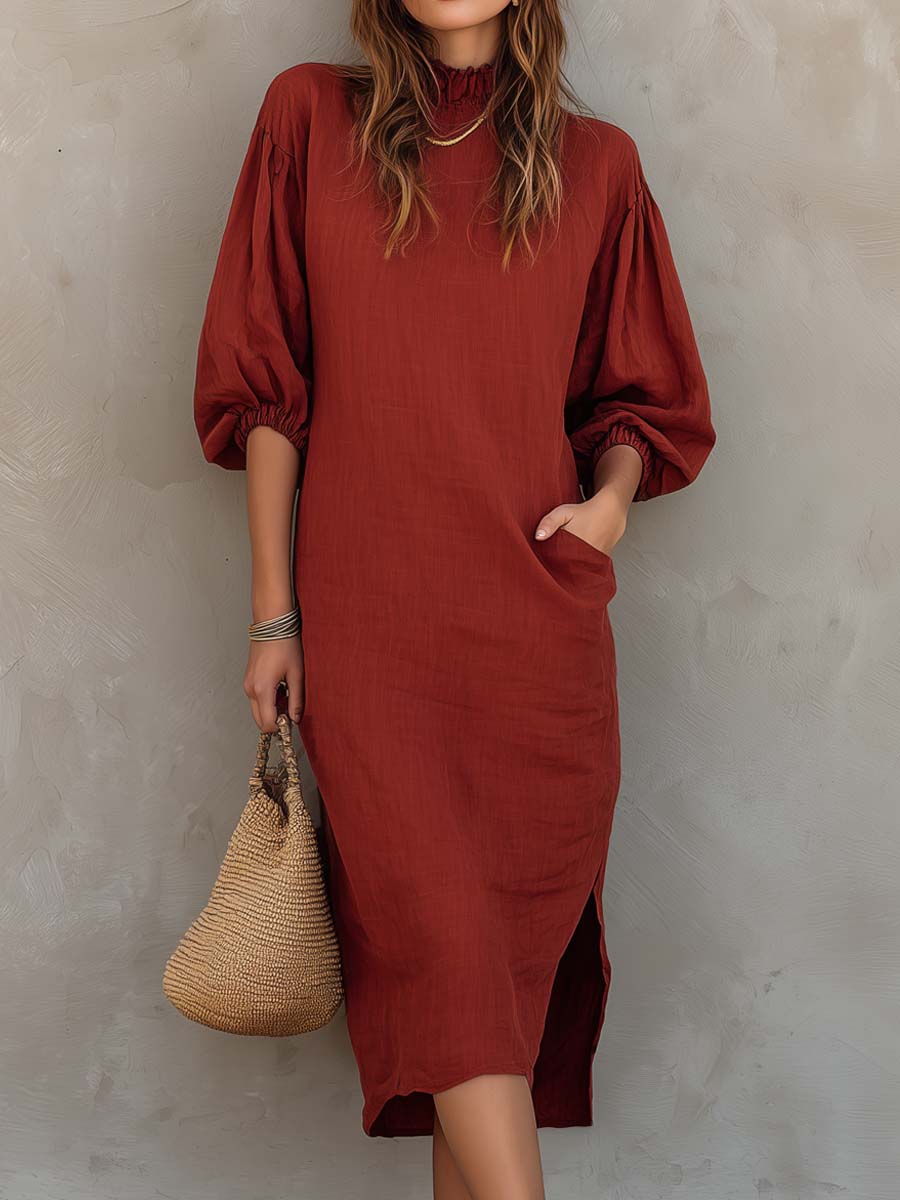 Chic Midi Dress in linen, Unbeatable Price
