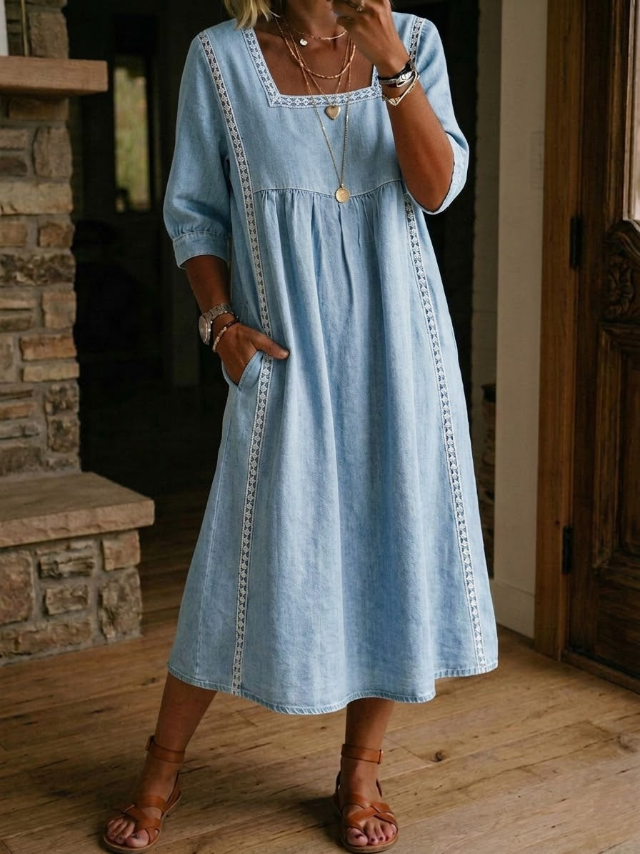 Chic Dress in denim, Unbeatable Price