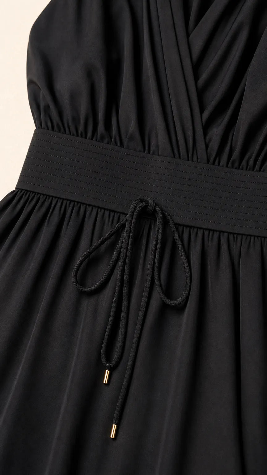 Womens Elegant Halter Neck Backless Maxi Dress with Drawstring Waist
