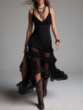 Boho Chiffon Maxi Dress With Ruffled Hem