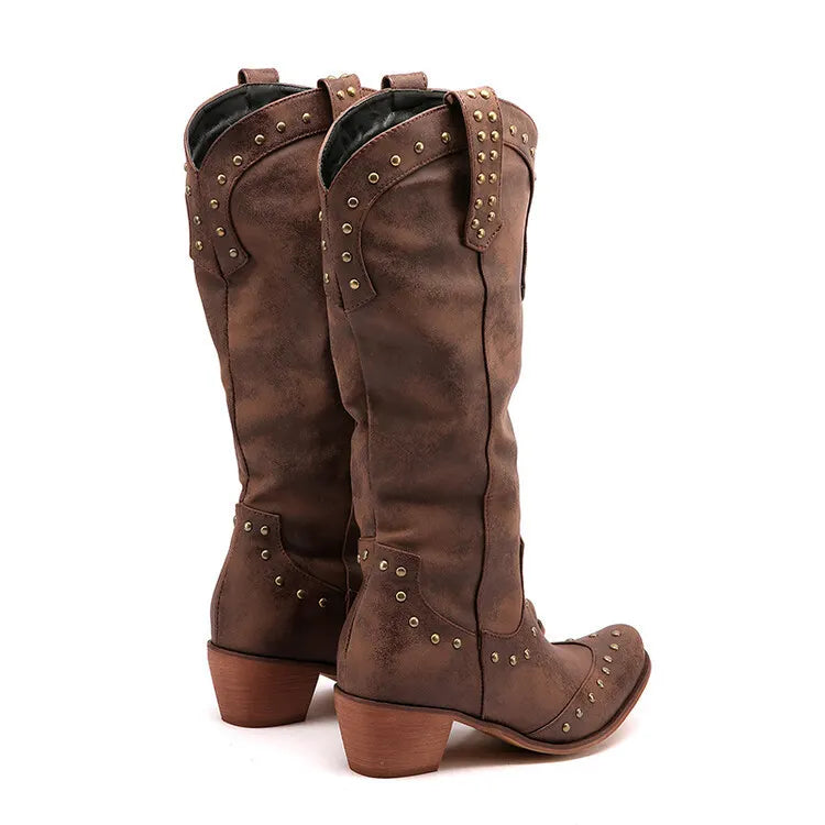 Women's Vintage Studded Western Boots